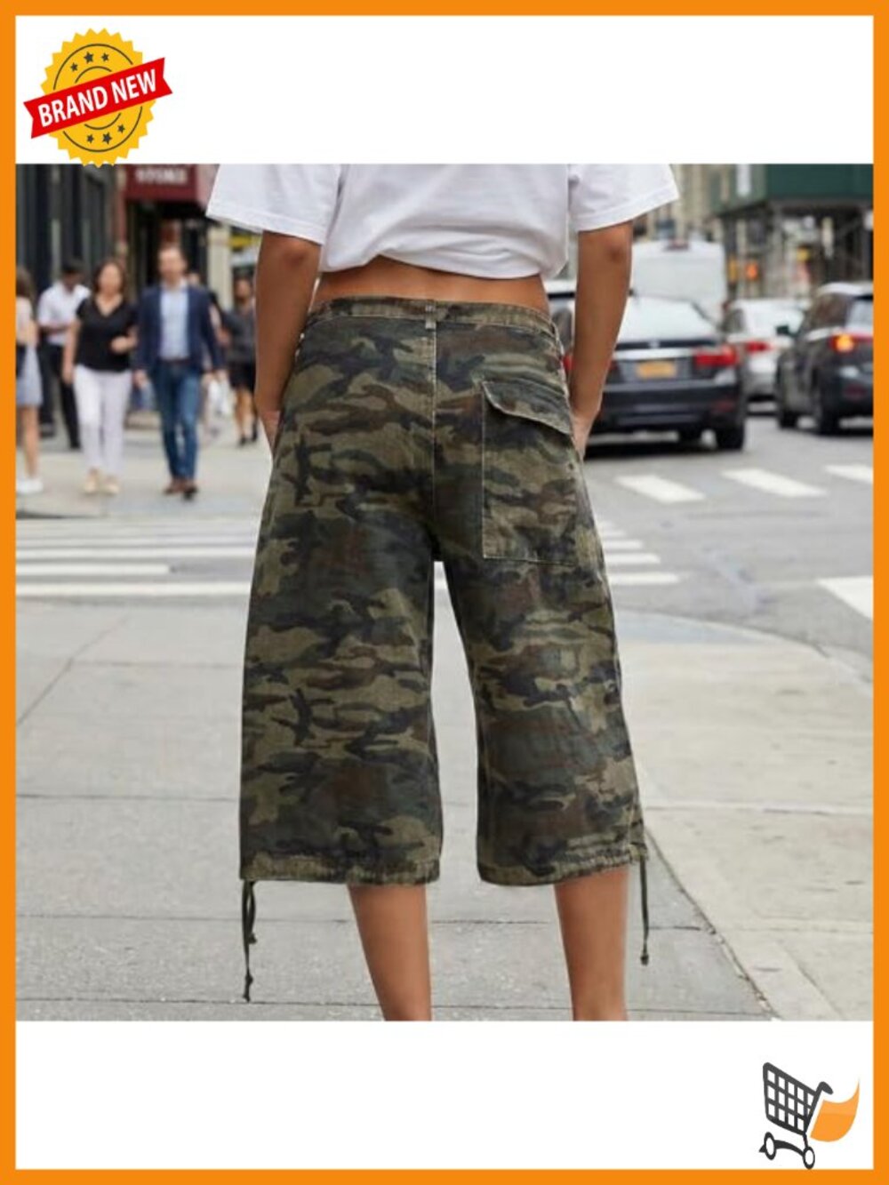 Y2K Cargo Jean Shorts Low Rise Baggy Denim Jorts Casual Streetwear - Picture 3 of 3